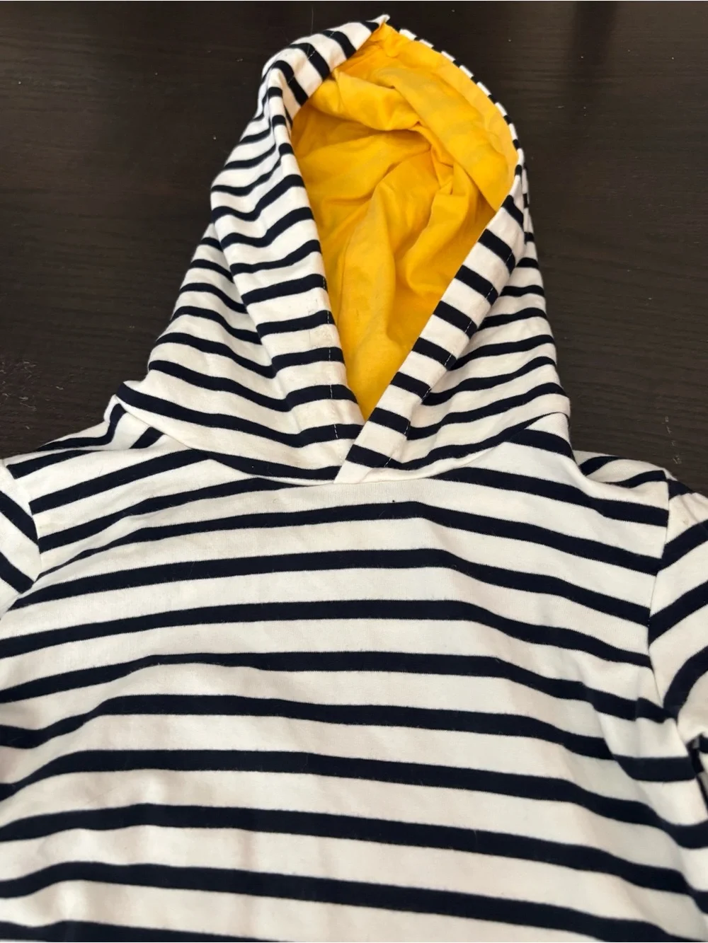 Mini Boden Striped Hooded Bathing Suit Coverup with Bright Floral Appliqués